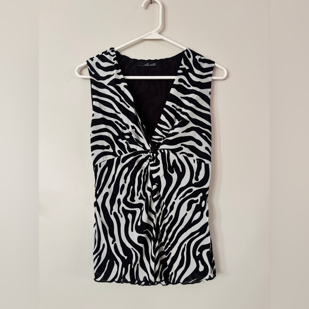 Y2K Zebra Print Sleeveless Top